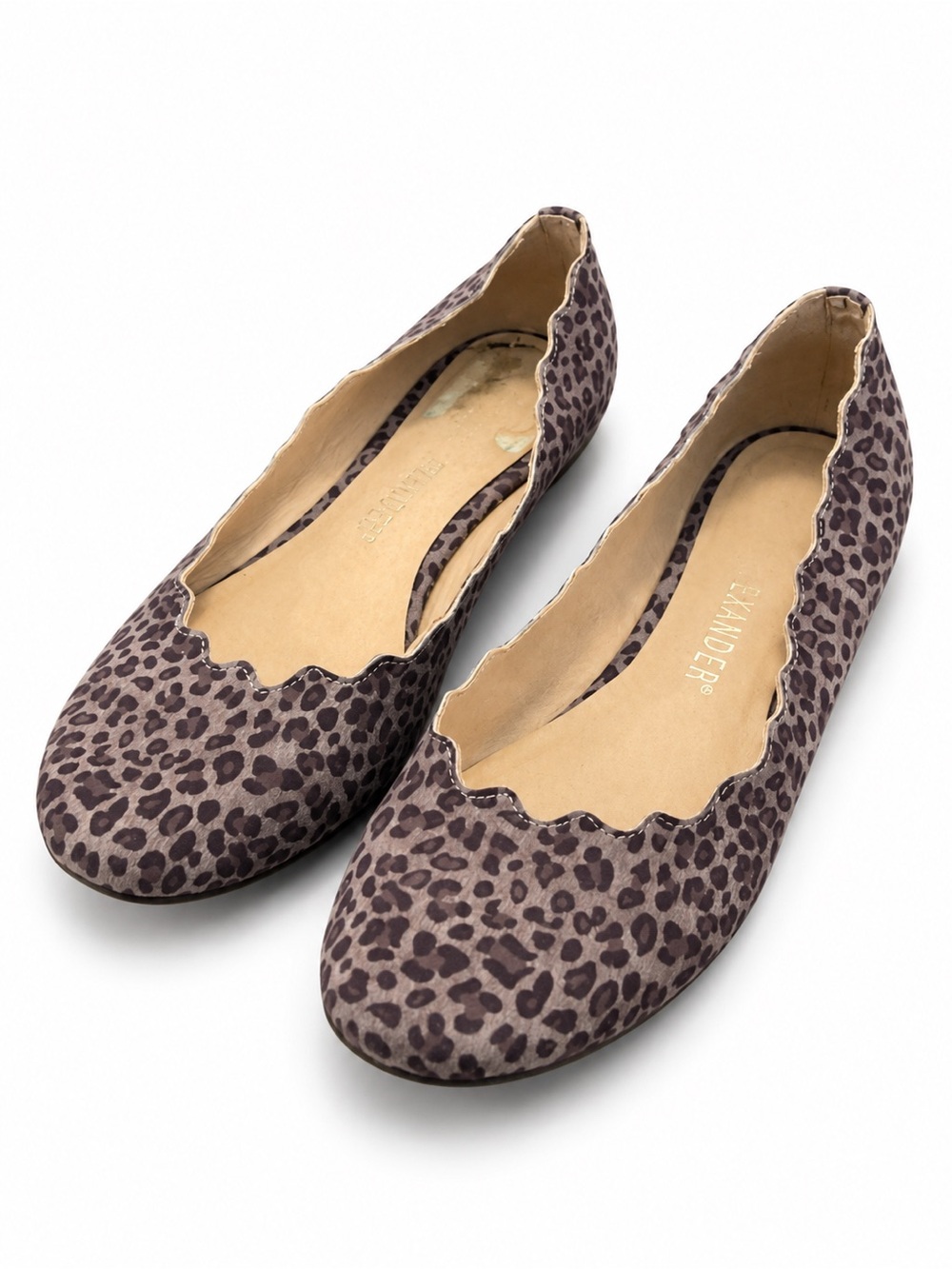 Alexander Leopard Print Scalloped Ballet Flats